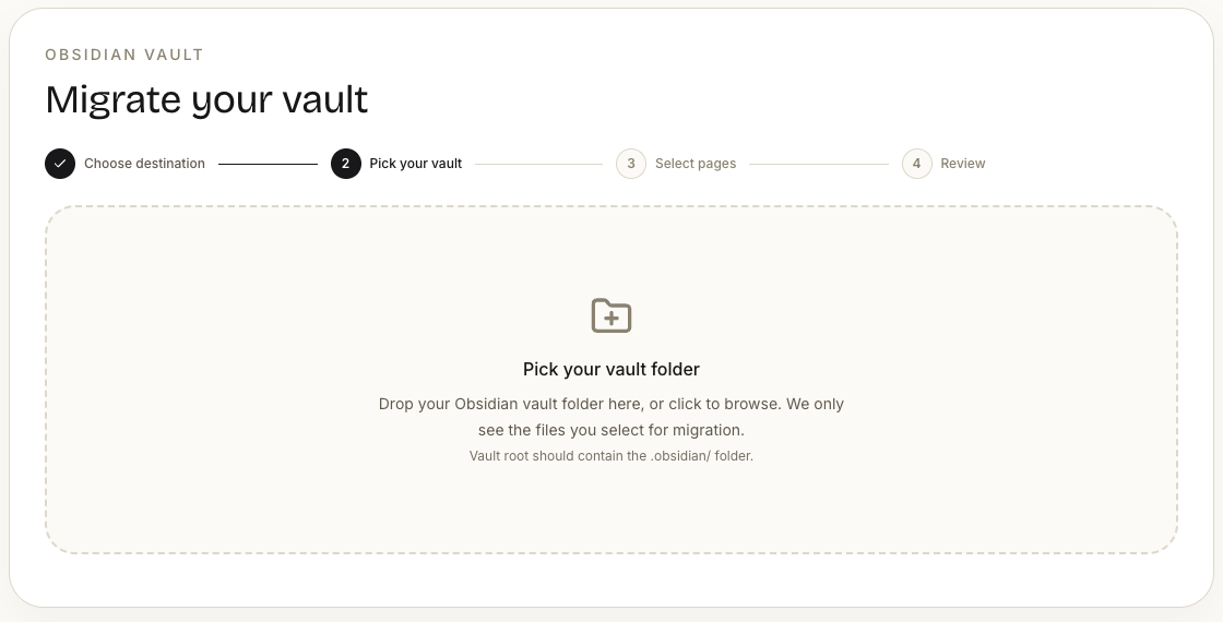 Note Bridge — Selecionar a pasta do Vault