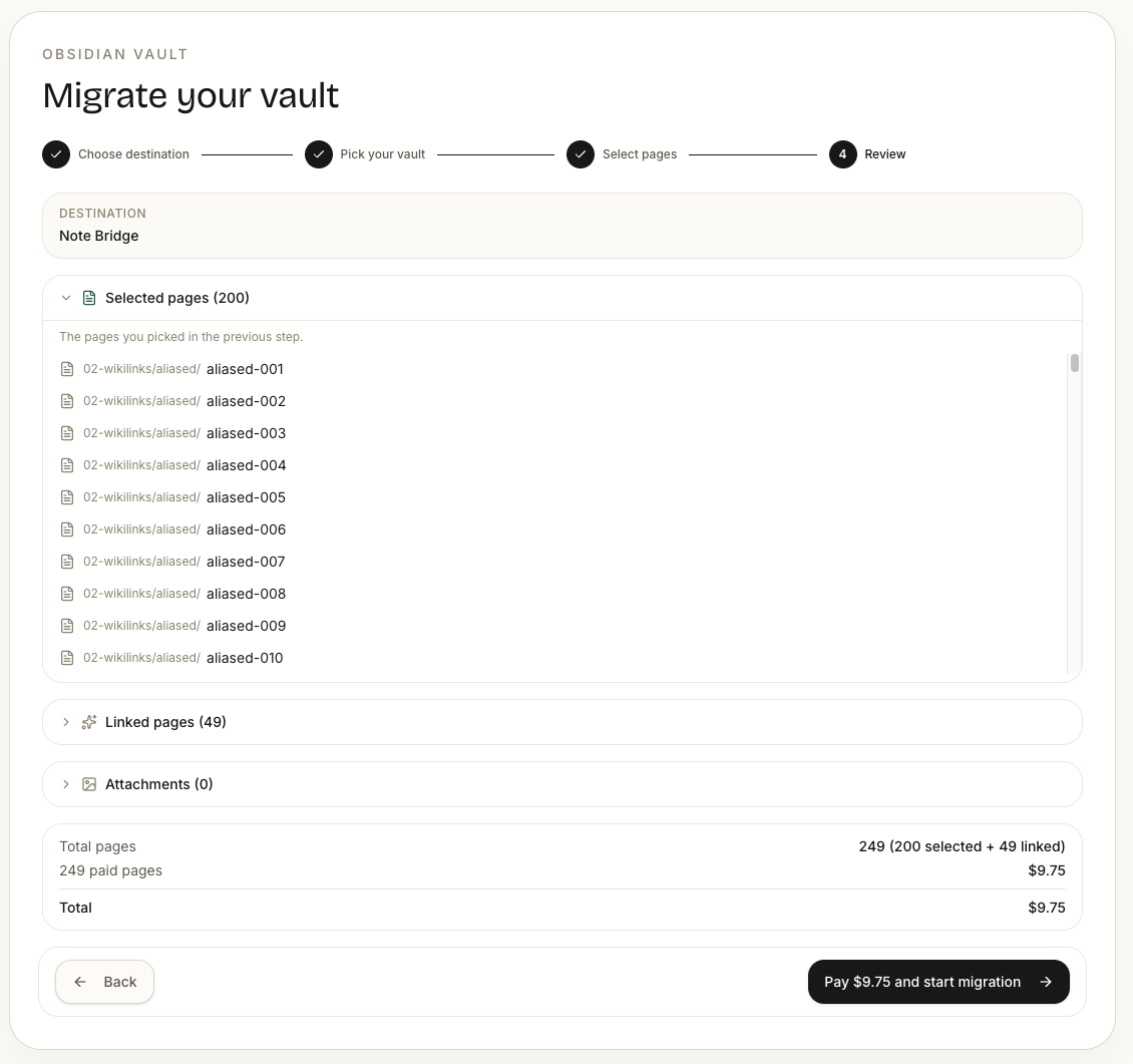 Note Bridge — Rever a migração